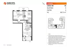 3 pokoje, mieszkanie 80,71 m², piętro 4, oferta nr A/44, Esencja, Gdańsk, Śródmieście, Dolne Miasto, ul. Kamienna Grobla / Jałmużnicza