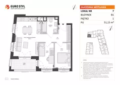 3 pokoje, mieszkanie 51,15 m², piętro 1, oferta nr B1/7, Zajezdnia Motława, Gdańsk, Śródmieście, Dolne Miasto, ul. Kurza