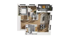 3 pokoje, mieszkanie 51,15 m², piętro 1, oferta nr B1/7, Zajezdnia Motława, Gdańsk, Śródmieście, Dolne Miasto, ul. Kurza