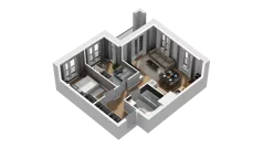3 pokoje, mieszkanie 51,15 m², piętro 1, oferta nr B1/7, Zajezdnia Motława, Gdańsk, Śródmieście, Dolne Miasto, ul. Kurza