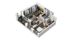 3 pokoje, mieszkanie 51,15 m², piętro 1, oferta nr B1/7, Zajezdnia Motława, Gdańsk, Śródmieście, Dolne Miasto, ul. Kurza