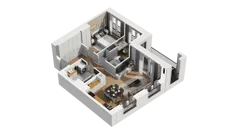 3 pokoje, mieszkanie 51,15 m², piętro 1, oferta nr B1/7, Zajezdnia Motława, Gdańsk, Śródmieście, Dolne Miasto, ul. Kurza