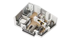 3 pokoje, mieszkanie 48,78 m², piętro 1, oferta nr B1/12, Zajezdnia Motława, Gdańsk, Śródmieście, Dolne Miasto, ul. Kurza