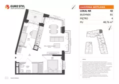 3 pokoje, mieszkanie 48,76 m², piętro 4, oferta nr B1/42, Zajezdnia Motława, Gdańsk, Śródmieście, Dolne Miasto, ul. Kurza