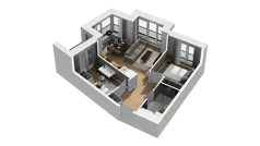 3 pokoje, mieszkanie 48,76 m², piętro 4, oferta nr B1/42, Zajezdnia Motława, Gdańsk, Śródmieście, Dolne Miasto, ul. Kurza