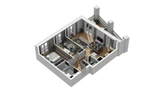 3 pokoje, mieszkanie 59,20 m², piętro 1, oferta nr B1/56, Zajezdnia Motława, Gdańsk, Śródmieście, Dolne Miasto, ul. Kurza