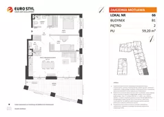 3 pokoje, mieszkanie 59,20 m², piętro 2, oferta nr B1/66, Zajezdnia Motława, Gdańsk, Śródmieście, Dolne Miasto, ul. Kurza