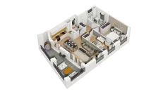 3 pokoje, mieszkanie 59,20 m², piętro 2, oferta nr B1/66, Zajezdnia Motława, Gdańsk, Śródmieście, Dolne Miasto, ul. Kurza