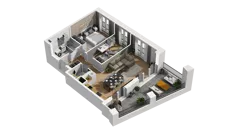 3 pokoje, mieszkanie 59,20 m², piętro 2, oferta nr B1/66, Zajezdnia Motława, Gdańsk, Śródmieście, Dolne Miasto, ul. Kurza