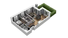 3 pokoje, mieszkanie 48,76 m², piętro 4, oferta nr B1/42, Zajezdnia Motława, Gdańsk, Śródmieście, Dolne Miasto, ul. Kurza