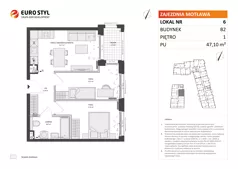 3 pokoje, mieszkanie 47,10 m², piętro 1, oferta nr B2/6, Zajezdnia Motława, Gdańsk, Śródmieście, Dolne Miasto, ul. Kurza