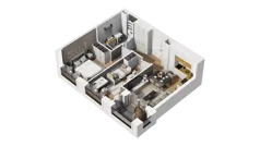 3 pokoje, mieszkanie 47,10 m², piętro 1, oferta nr B2/6, Zajezdnia Motława, Gdańsk, Śródmieście, Dolne Miasto, ul. Kurza