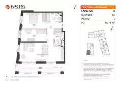 3 pokoje, mieszkanie 68,78 m², piętro 1, oferta nr B2/8, Zajezdnia Motława, Gdańsk, Śródmieście, Dolne Miasto, ul. Kurza