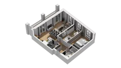 3 pokoje, mieszkanie 68,78 m², piętro 1, oferta nr B2/8, Zajezdnia Motława, Gdańsk, Śródmieście, Dolne Miasto, ul. Kurza