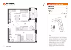 3 pokoje, mieszkanie 47,10 m², piętro 2, oferta nr B2/11, Zajezdnia Motława, Gdańsk, Śródmieście, Dolne Miasto, ul. Kurza