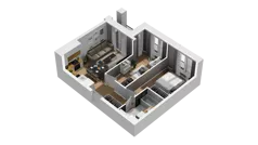 3 pokoje, mieszkanie 47,10 m², piętro 2, oferta nr B2/11, Zajezdnia Motława, Gdańsk, Śródmieście, Dolne Miasto, ul. Kurza