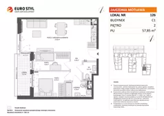 3 pokoje, mieszkanie 57,85 m², piętro 2, oferta nr C1/126, Zajezdnia Motława - bud C1, Gdańsk, Śródmieście, Dolne Miasto, ul. Kurza