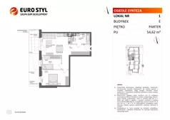 3 pokoje, mieszkanie 54,62 m², piętro 3, oferta nr E/36, Osiedle Synteza bud. E, F, Gdańsk, Piecki-Migowo, Morena, ul. Lema