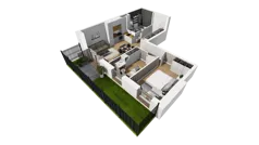 3 pokoje, mieszkanie 54,62 m², piętro 3, oferta nr E/36, Osiedle Synteza bud. E, F, Gdańsk, Piecki-Migowo, Morena, ul. Lema