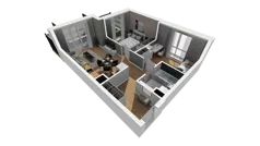 3 pokoje, mieszkanie 48,26 m², parter, oferta nr E/3, Osiedle Synteza bud. E, F, Gdańsk, Piecki-Migowo, Morena, ul. Lema