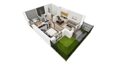 3 pokoje, mieszkanie 48,26 m², parter, oferta nr E/3, Osiedle Synteza bud. E, F, Gdańsk, Piecki-Migowo, Morena, ul. Lema