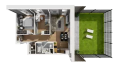 3 pokoje, mieszkanie 47,46 m², piętro 6, oferta nr F/66, Osiedle Synteza bud. E, F, Gdańsk, Piecki-Migowo, Morena, ul. Lema