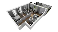 3 pokoje, mieszkanie 47,46 m², piętro 6, oferta nr F/66, Osiedle Synteza bud. E, F, Gdańsk, Piecki-Migowo, Morena, ul. Lema