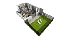 3 pokoje, mieszkanie 47,46 m², piętro 6, oferta nr F/66, Osiedle Synteza bud. E, F, Gdańsk, Piecki-Migowo, Morena, ul. Lema