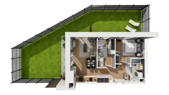 3 pokoje, mieszkanie 50,57 m², parter, oferta nr E/10, Osiedle Synteza bud. E, F, Gdańsk, Piecki-Migowo, Morena, ul. Lema
