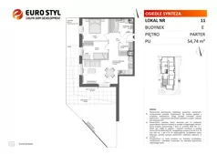 3 pokoje, mieszkanie 54,74 m², parter, oferta nr E/11, Osiedle Synteza bud. E, F, Gdańsk, Piecki-Migowo, Morena, ul. Lema