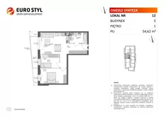 3 pokoje, mieszkanie 54,62 m², piętro 1, oferta nr E/12, Osiedle Synteza bud. E, F, Gdańsk, Piecki-Migowo, Morena, ul. Lema