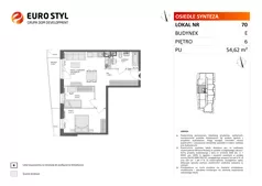 3 pokoje, mieszkanie 54,62 m², piętro 6, oferta nr E/70, Osiedle Synteza bud. E, F, Gdańsk, Piecki-Migowo, Morena, ul. Lema
