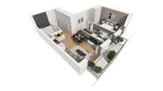 3 pokoje, mieszkanie 54,62 m², piętro 6, oferta nr E/70, Osiedle Synteza bud. E, F, Gdańsk, Piecki-Migowo, Morena, ul. Lema