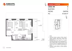 3 pokoje, mieszkanie 47,46 m², parter, oferta nr F/4, Osiedle Synteza bud. E, F, Gdańsk, Piecki-Migowo, Morena, ul. Lema