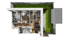 3 pokoje, mieszkanie 47,46 m², parter, oferta nr F/4, Osiedle Synteza bud. E, F, Gdańsk, Piecki-Migowo, Morena, ul. Lema