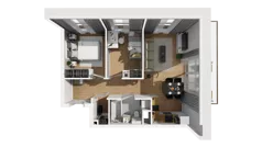 3 pokoje, mieszkanie 47,46 m², piętro 6, oferta nr F/66, Osiedle Synteza bud. E, F, Gdańsk, Piecki-Migowo, Morena, ul. Lema