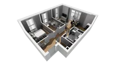 3 pokoje, mieszkanie 47,46 m², piętro 6, oferta nr F/66, Osiedle Synteza bud. E, F, Gdańsk, Piecki-Migowo, Morena, ul. Lema