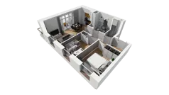 3 pokoje, mieszkanie 47,46 m², piętro 6, oferta nr F/66, Osiedle Synteza bud. E, F, Gdańsk, Piecki-Migowo, Morena, ul. Lema