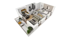 3 pokoje, mieszkanie 47,46 m², piętro 6, oferta nr F/66, Osiedle Synteza bud. E, F, Gdańsk, Piecki-Migowo, Morena, ul. Lema