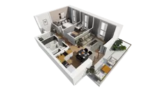 3 pokoje, mieszkanie 47,46 m², piętro 6, oferta nr F/66, Osiedle Synteza bud. E, F, Gdańsk, Piecki-Migowo, Morena, ul. Lema