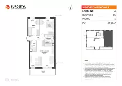3 pokoje, mieszkanie 68,33 m², piętro 1, oferta nr B5/4, Wzgórze Markowca, Rumia, Zagórze, ul. Markowców