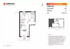 3 pokoje, mieszkanie 48,07 m², piętro 2, oferta nr B6/9, Wzgórze Markowca, Rumia, Zagórze, ul. Markowców