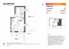 3 pokoje, mieszkanie 49,06 m², parter, oferta nr B9/1, Wzgórze Markowca, Rumia, Zagórze, ul. Markowców