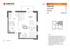 3 pokoje, mieszkanie 56,93 m², piętro 2, oferta nr A/8, Osiedle Orzechowa, Gdynia, Chylonia, ul. Meksykańska/Orzechowa