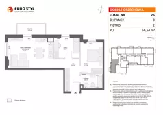 3 pokoje, mieszkanie 56,54 m², piętro 2, oferta nr B/25, Osiedle Orzechowa, Gdynia, Chylonia, ul. Meksykańska/Orzechowa
