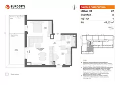3 pokoje, mieszkanie 49,10 m², piętro 4, oferta nr B/47, Osiedle Orzechowa, Gdynia, Chylonia, ul. Meksykańska/Orzechowa