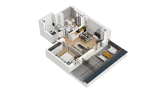 3 pokoje, mieszkanie 49,10 m², piętro 4, oferta nr B/47, Osiedle Orzechowa, Gdynia, Chylonia, ul. Meksykańska/Orzechowa
