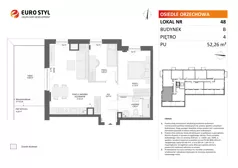 3 pokoje, mieszkanie 52,26 m², piętro 4, oferta nr B/48, Osiedle Orzechowa, Gdynia, Chylonia, ul. Meksykańska/Orzechowa
