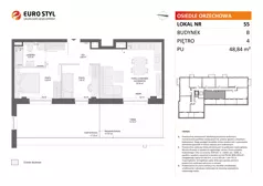 3 pokoje, mieszkanie 48,84 m², piętro 4, oferta nr B/55, Osiedle Orzechowa, Gdynia, Chylonia, ul. Meksykańska/Orzechowa