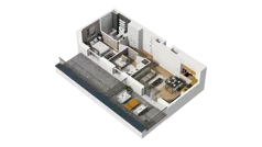 3 pokoje, mieszkanie 48,84 m², piętro 4, oferta nr B/55, Osiedle Orzechowa, Gdynia, Chylonia, ul. Meksykańska/Orzechowa